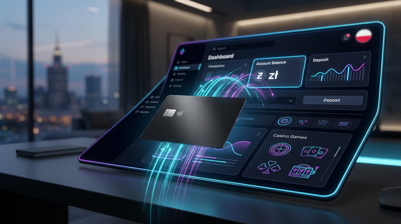 A Revolut metal card floating over a digital casino platform representing modern payment solutions.